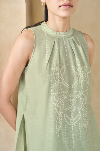Daylily Handcrafted Bandhani Linen Co-ord - Sage, Sage, image 5